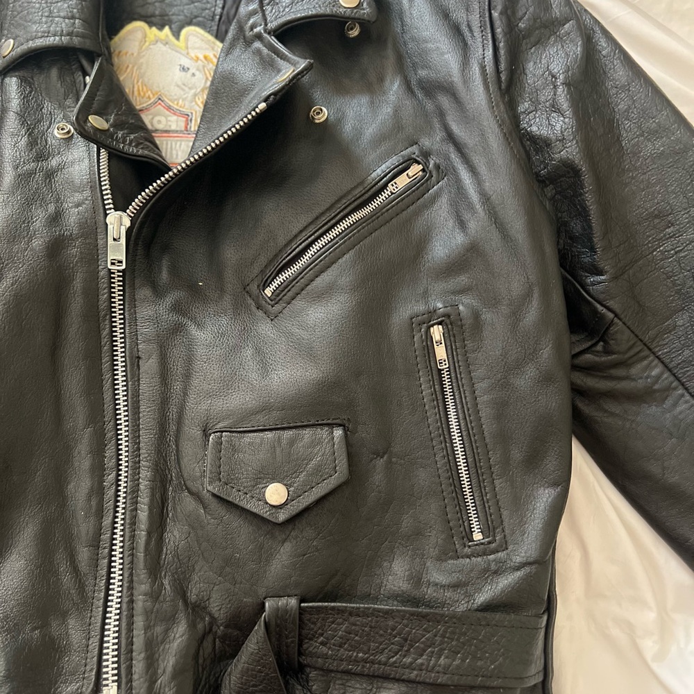 Vintage FOX Leather Jacket with Patch - Picture 4 of 8
